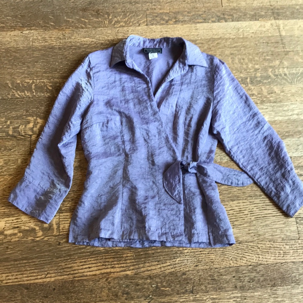 Carol Anderson shimmery wrap blouse